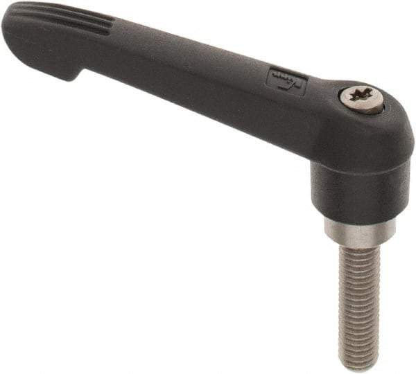 KIPP - M8 x 1.25, 18mm Hub Diam, Glass Fiber (Stainless Steel Components) Metric Threaded Stud Adjustable Clamping Lever - 30mm Stud Length, 75mm OAL, 41.5mm High - All Tool & Supply