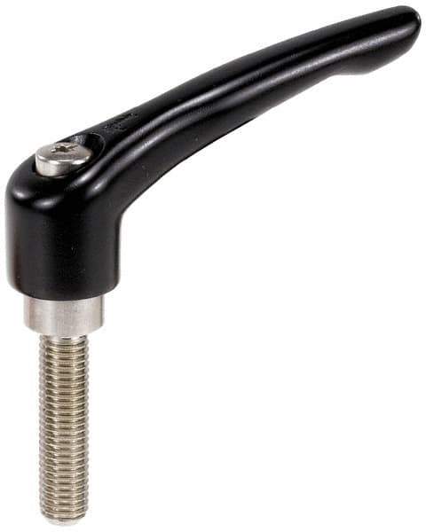 KIPP - M8 x 1.25, 18.5mm Hub Diam, Zinc Die Cast (Stainless Steel Components) Metric Threaded Stud Adjustable Clamping Lever - 20mm Stud Length, 74.5mm OAL, 42.5mm High - All Tool & Supply