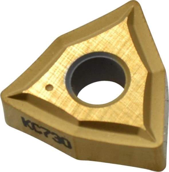 Kennametal - WNGP432 K Grade KC730 Carbide Turning Insert - TiN Finish, 80° Trigon, 1/2" Inscr Circle, 3/16" Thick, 1/32" Corner Radius - All Tool & Supply