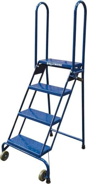 Ballymore - 65" 4 Step Ladder - Portable Folding Safety Ladder, 350 Lb Capacity, 40" Platform Height, 24" Base Width x 30" Base Depth, Perforated Tread - All Tool & Supply