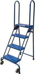 Ballymore - 65" 4 Step Ladder - Portable Folding Safety Ladder, 350 Lb Capacity, 40" Platform Height, 24" Base Width x 30" Base Depth, Perforated Tread - All Tool & Supply