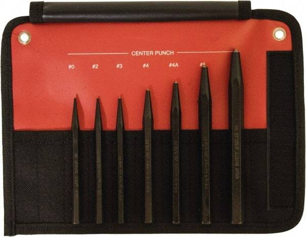 Mayhew - 7 Piece, 1/16 to 1/4", Center Punch Set - Hex Shank, Steel, Comes in Kit Bag - All Tool & Supply