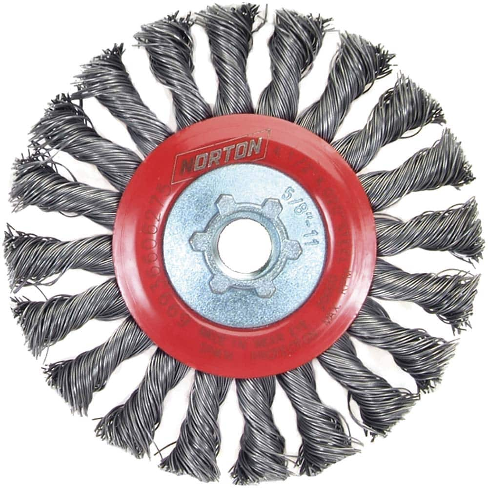 Norton - 4-1/2" OD, 5/8-11 Arbor Hole, Knotted Carbon Wheel Brush - All Tool & Supply