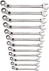 GearWrench - 12 Piece, 8mm to 19mm, 12 Point Combination Wrench Set - Metric Measurement Standard, Chrome Finish - All Tool & Supply