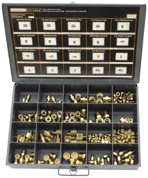 Cerro - 180 Piece, Compression Fitting Kit - 1/8 to 1/2 NPT, Mixed Tube Sizes - All Tool & Supply