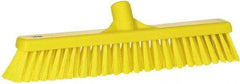 Vikan - 16" Fine Particle Synthetic Push Broom - 2" Bristle Length, Plastic Block, European Threaded Handle Connection - All Tool & Supply