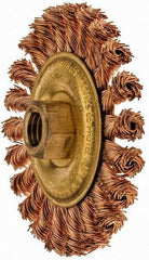 Ampco - 4" OD, 5/8-11 Arbor Hole, Knotted Phosphorus Bronze Alloy Wheel Brush - 3/8" Face Width, 9/16" Trim Length, 20,000 RPM - All Tool & Supply