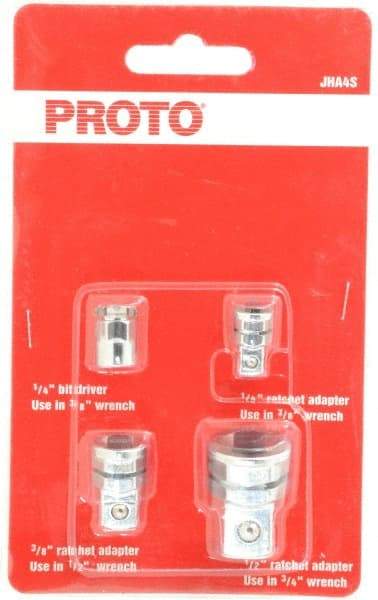 Proto - 1/4, 3/8, 1/2" Drive, Ratcheting Wrench Adapter Set Inch - 1-1/8" OAL - All Tool & Supply