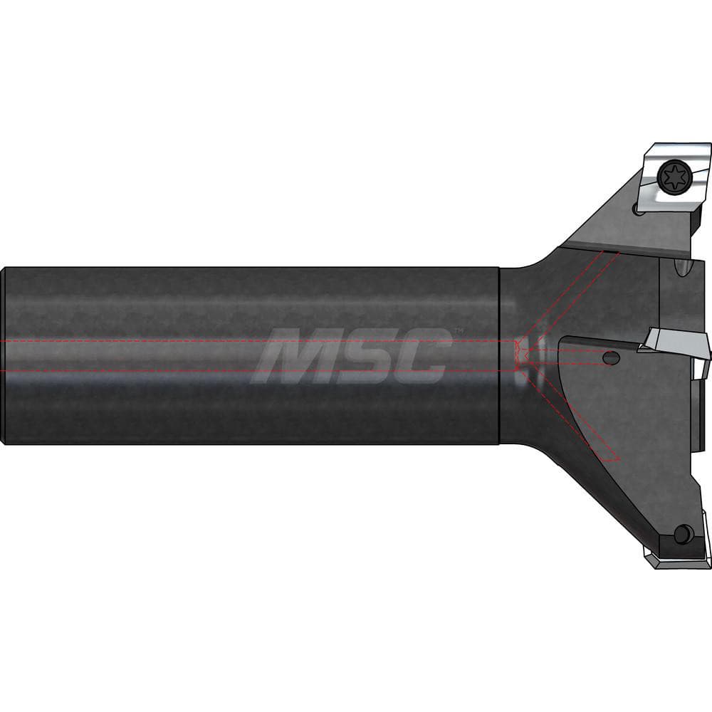 Indexable High-Feed End Mill: 1.25″ Cylindrical Shank Uses 4 ADEH Inserts, 0.38″ Max Depth, Through Coolant