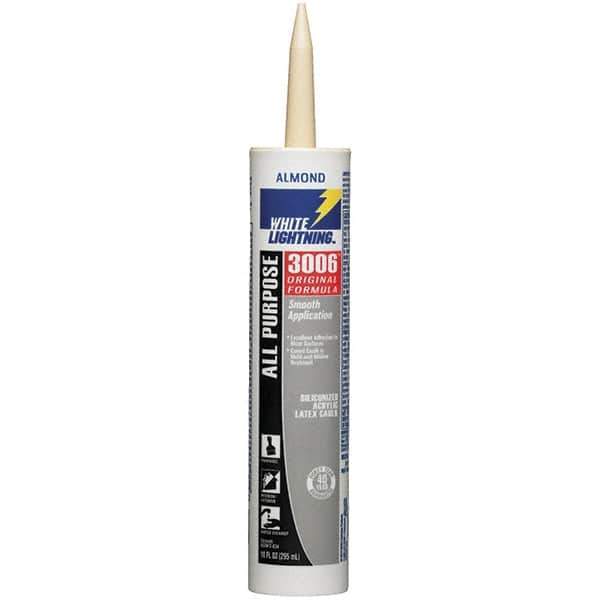 White Lightning - 10 oz Cartridge Almond Acrylic & Latex Caulk - -30 to 180°F Operating Temp, 12 min Tack Free Dry Time, Series 3006 - All Tool & Supply