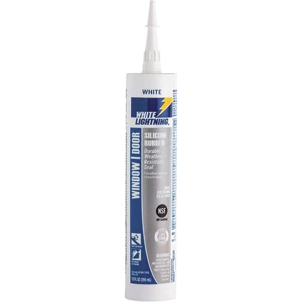 White Lightning - 10 oz Cartridge White RTV Silicone Joint Sealant - -80 to 450°F Operating Temp, 30 min Tack Free Dry Time, 24 hr Full Cure Time - All Tool & Supply