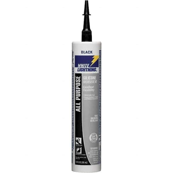 White Lightning - 10 oz Cartridge Black RTV Silicone Joint Sealant - -80 to 400°F Operating Temp, 30 min Tack Free Dry Time, 24 hr Full Cure Time - All Tool & Supply