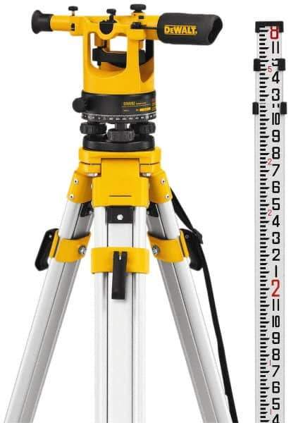 DeWALT - 20x Magnification, 5 to 200 Ft. Measuring Range, Transit Optical Level Kit - Accuracy 1/4 Inch at 100 Ft., Kit Includes Aluminum Tripod with Quick Adjust Legs - All Tool & Supply