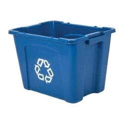 Rubbermaid - 14 Gal Blue Rectangle Recycling Container - Polyethylene, 14-3/4" High x 20-3/4" Long x 16" Wide - All Tool & Supply