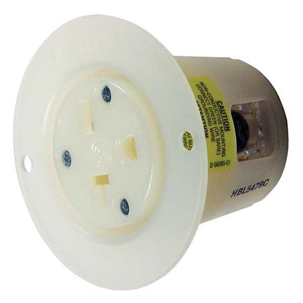 Hubbell Wiring Device-Kellems - 250V 20A NEMA 6-20R Commercial Grade White Straight Blade Flanged Receptacle - All Tool & Supply