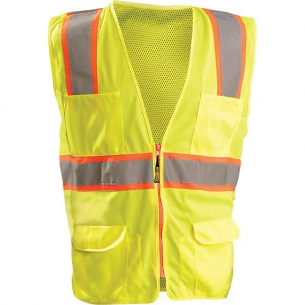 OccuNomix - Size 4XL HI-Vis Orange Mesh/Solid Surveyor's High Visibility Vest - All Tool & Supply