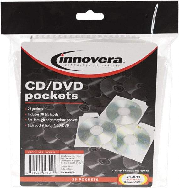 innovera - 25 Piece Clear CD/DVD Pockets - 5" High x 5" Wide - All Tool & Supply