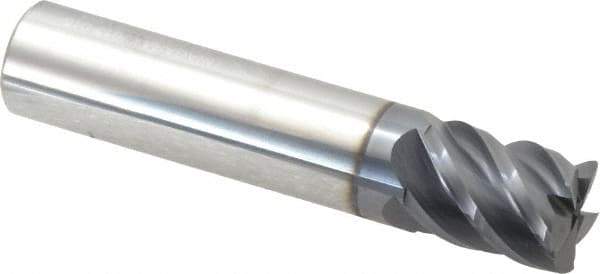 Niagara Cutter - 1/2", 5 Flute, Single End, Solid Carbide, 0.015" Corner Radius End Mill - 2-1/2" OAL, 45° Helix, Right Hand Flute, 5/8" LOC, Right Hand Cut - All Tool & Supply