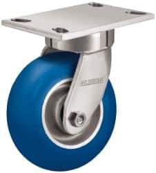 Albion - 5" Diam x 2" Wide x 6-1/2" OAH Top Plate Mount Swivel Caster - Neoprene, 600 Lb Capacity, Precision Sealed Bearing, 4 x 4-1/2" Plate - All Tool & Supply