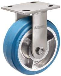 Albion - 6" Diam x 2" Wide x 7-1/4" OAH Top Plate Mount Rigid Caster - Neoprene, 700 Lb Capacity, Roller Bearing, 4 x 4-1/2" Plate - All Tool & Supply