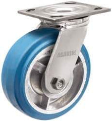 Albion - 5" Diam x 2" Wide x 6-1/2" OAH Top Plate Mount Swivel Caster - Neoprene, 600 Lb Capacity, Roller Bearing, 4 x 4-1/2" Plate - All Tool & Supply