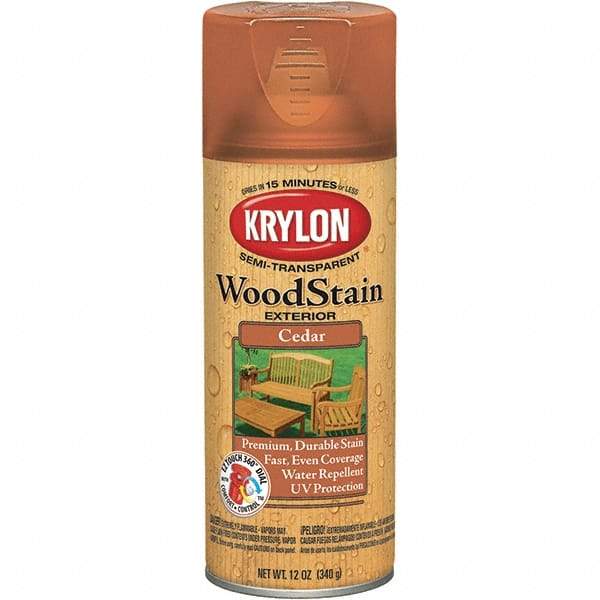 Krylon - 0.5 Qt Aerosol Can Cedar Wood Stain - Oil-Based, Semi-Transparent - All Tool & Supply