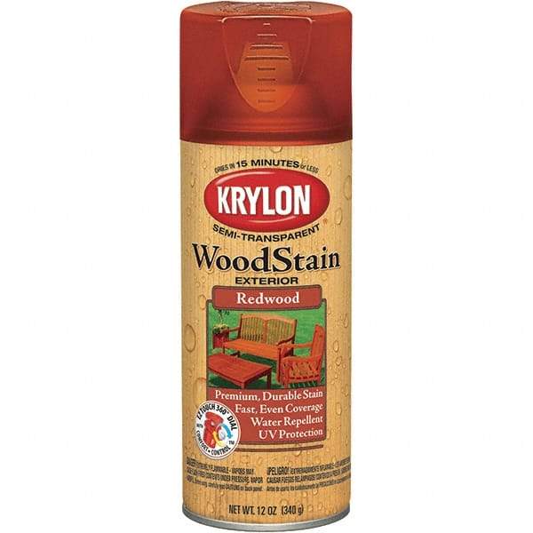 Krylon - 0.5 Qt Aerosol Can Redwood Wood Stain - Oil-Based, Semi-Transparent - All Tool & Supply