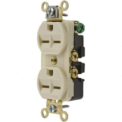 Hubbell Wiring Device-Kellems - 250 VAC 15A NEMA 6-15R Industrial Grade Ivory Straight Blade Duplex Receptacle - All Tool & Supply