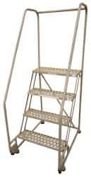 Cotterman - 70" 4 Step TiltNRoll Rolling Ladder - Assembled, 450 Lb Capacity, 40" Platform Height, 28" Base Width x 37" Base Depth, Perforated Tread - All Tool & Supply