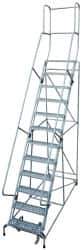 Cotterman - 162" 12 Step Rolling Warehouse Ladder - Knocked Down, 450 Lb Capacity, 120" Platform Height, 34" Base Width x 174" Base Depth, Perforated Tread - All Tool & Supply