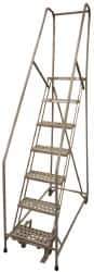 Cotterman - 100" 7 Step Rolling Warehouse Ladder - Assembled, 450 Lb Capacity, 70" Platform Height, 24" Base Width x 53" Base Depth, Perforated Tread - All Tool & Supply