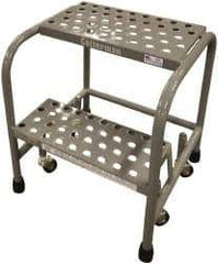 Cotterman - 20" 2 Step Rolling Warehouse Ladder - Assembled, 450 Lb Capacity, 20" Platform Height, 26" Base Width x 18" Base Depth, Perforated Tread - All Tool & Supply