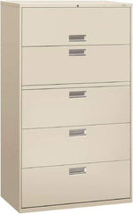 Hon - 42" Wide x 67" High x 19-1/4" Deep, 5 Drawer Roll-Out, Roll-Out Posting - Steel, Light Gray - All Tool & Supply