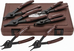 Paramount - 6 Piece, 3/8 to 1-3/4" Bore, 1/8 to 1-7/16" Shaft, Internal/External Retaining Ring Pliers Set - 0.038 to 0.07" Tip Diam Range - All Tool & Supply