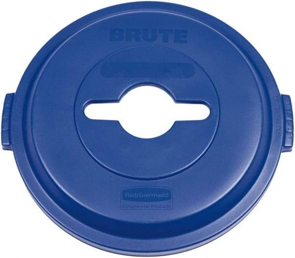 Rubbermaid - Round Lid for Use with 32 Gal Round Recycle Containers - Blue, Plastic, For 2632 Brute Trash Cans - All Tool & Supply