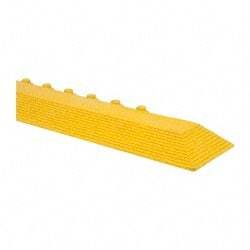 Wearwell - 39" Long x 3" Wide x 5/8" Thick, Anti-Fatigue Modular Matting Ramp Edge - Male, Yellow, For Dry & Wet Areas, Series 572 - All Tool & Supply