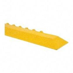 Wearwell - 39" Long x 3" Wide x 5/8" Thick, Anti-Fatigue Modular Matting Ramp Edge - Male, Yellow, For Dry & Wet Areas, Series 572 - All Tool & Supply