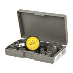 Mitutoyo - 0.2 mm Range, 0.002 mm Dial Graduation, Horizontal Dial Test Indicator - 1.5748 Inch Yellow Dial, 0-100-0 Dial Reading, Accurate to 0.003 Inch - All Tool & Supply