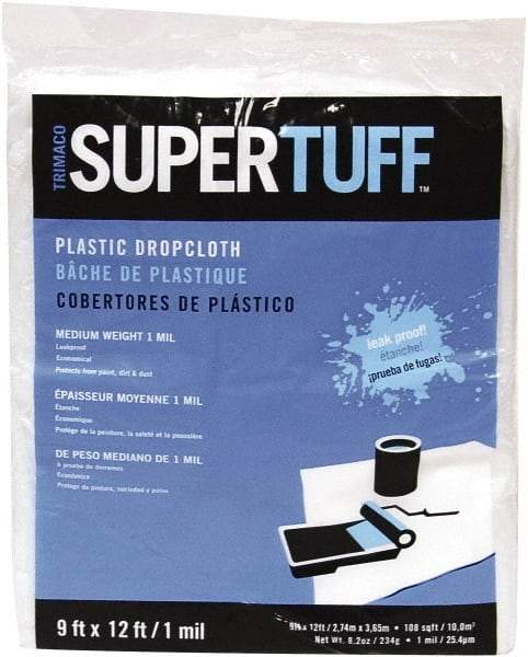 TRIMACO - Medium Weight HDPE Plastic Drop Cloth - 12' x 9', 1mm Thick - All Tool & Supply