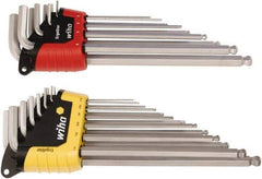 Wiha - 22 Piece L-Key Ball End Hex Key Set - Hex Range 0.05 to 3/8" - All Tool & Supply