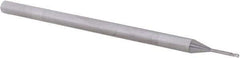 Accupro - 1/32", 3 Flute, Single End, Solid Carbide, 0.005" Corner Radius End Mill - 2-1/2" OAL, 30° Helix, Right Hand Flute, 0.046" LOC, Right Hand Cut, 1/4" Extended Reach - All Tool & Supply