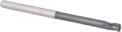 Corner Radius End Mill: 3/16″ Dia, 0.281″ LOC, 0.03″ Radius, 3 Flutes, Solid Carbide 3″ OAL, 3/16″ Shank Dia, 30 ° Helix, AlTiN Coated, Corner Radius End, Centercutting, Series Miniature