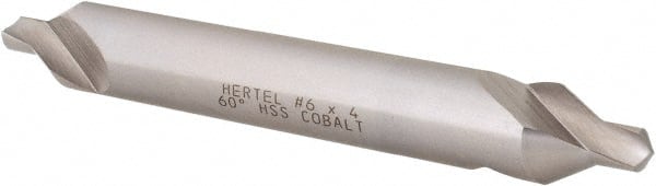 Hertel - #6 Plain Cut 60° Incl Angle Cobalt Combo Drill & Countersink - All Tool & Supply