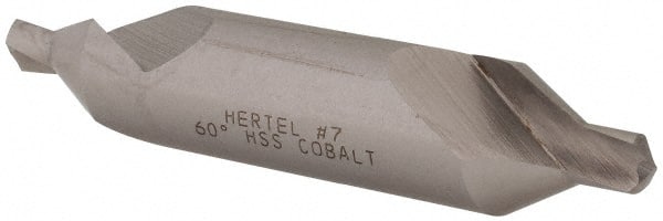 Hertel - #7 Plain Cut 60° Incl Angle Cobalt Combo Drill & Countersink - All Tool & Supply