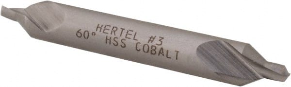 Combo Drill & Countersink: #3, 1/4″ Body Dia, 118 ™, Cobalt Bright (Polished) Finish, 7/64″ Point Dia, 7/64″ Point Length, 2″ OAL