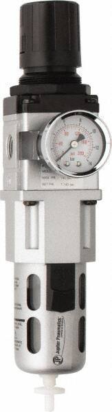 PRO-SOURCE - 3/8" NPT Port Intermediate 1 Piece Filter/Regulator FRL Unit - Polycarbonate Bowl, 77 SCFM, 145 Max psi, 8.66" High, Automatic Drain - All Tool & Supply