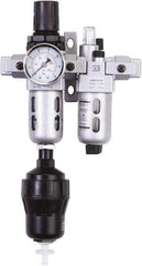 PRO-SOURCE - 1/4" NPT Port Miniature 2 Piece Filter/Regulator-Lubricator FRL Unit - Polycarbonate Bowl, 18 SCFM, 145 Max psi, 6.69" High, Automatic Drain - All Tool & Supply