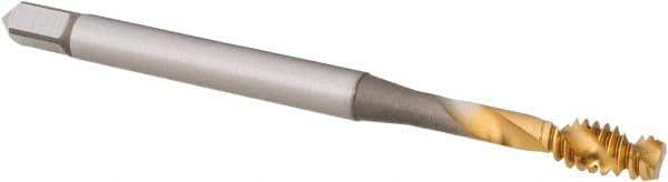 OSG - #10-24 UNC 2 Flute 2B Modified Bottoming Spiral Flute Tap - Vanadium High Speed Steel, TiN Finish, 70mm OAL, Right Hand Flute, Right Hand Thread, H3, Series 16450 - All Tool & Supply