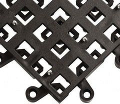 Wearwell - 18" Long x 18" Wide x 7/8" Thick, Anti-Fatigue Modular Matting Open Grid - Male & Female, 4 Interlocking Sides, Black, For Dry & Wet Areas, Series 555 - All Tool & Supply