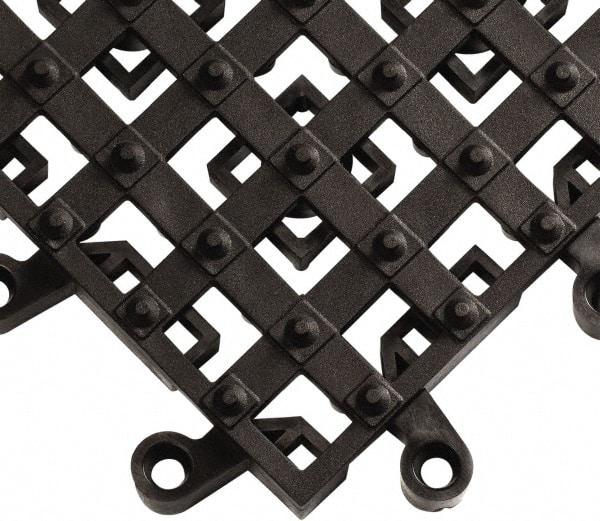 Wearwell - 18" Long x 18" Wide x 7/8" Thick, Anti-Fatigue Modular Matting Open Grid - Male & Female, 4 Interlocking Sides, Black, For Dry & Wet Areas, Series 553 - All Tool & Supply